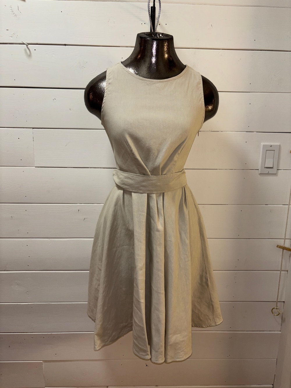 SARAH PACINI Beige Linen Blend Dress Size 0 XS - Picture 4 of 15